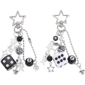 8 Ball Keychain Y2K Star Dice Billiards Keychin Lucky Magic 8 Ball Keychain Bag backpack Purse Charm
