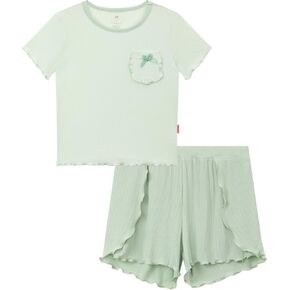Bamboo Viscose Pajamas for Toddler Girls Short Sleeve Top and Shorts Two Piece Kids Pj Set