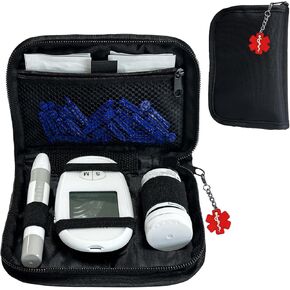 Diabetes Supply Case, Diabetic Organizer Carrying Case Kit With medical id, Blood Glucose Meter Storage Bag，Portable Diabetes Testing Kit Case（case only）