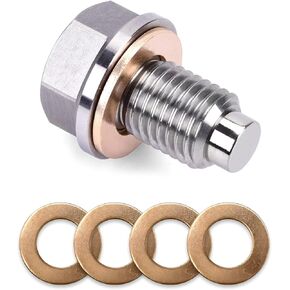 1 PC Car Oil Drain Nut Bolt, Leak-proof Oil Drain Plug, Bottom Shell Oil Drain Screw Gasket, Universal for Most Cars (Silver #M14x1.5)