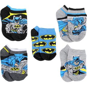 DC Comics Boy's Superhero 5-Pack No Show Socks ، حجم جورب 4-6 (حجم الحذاء 7-10) ، رمادي