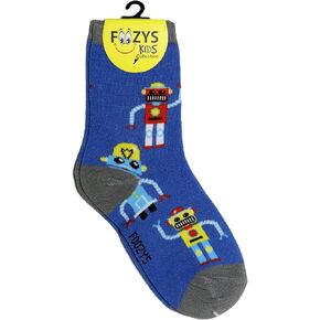 Foozys Boys Fun Robots - Funny Cool Colorful Crew Socks - 1 pair