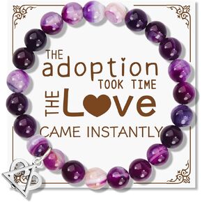 Natural Stone Adoption Bracelet Adoption Jewelry with Adoption Symbol Adoption Day Gifts for Adoptive Parents Gotcha Day Gift, Thank You Gifts