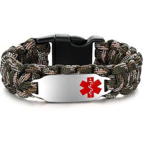 JUST MEET YOU Medical ID Bracelets for Women Men Personalized - Free Custom Engraving Medical Alert Bracelets for Women Hand-Woven Paracord Braided Medical Bracelets 6.0-9.0 Inches Option in Kuwait