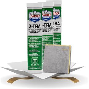 Lucas Oil Products X-Tra Heavy Duty Grease 14.5 oz Bundle with Microfiber Cloth – Long-Lasting, Waterproof Grease for Automotive, Agricultural, and Industrial Use – Gift Set (4 Items)