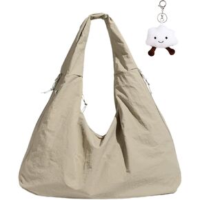 Micmores Tote Bag Slouchy Hobo Bag for Women Nylon Handbag Solid Color Draped Shoulder Bag Large Underarm Purse