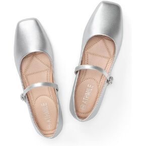 ATHMILE Mary Jane Shoes Women Ballet Flats Shoes for Women Slip on Comfortable Dressy Adjustable Strap for Work Office Business Casual