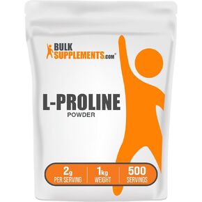 BulkSupplements.com L-Proline Powder - Proline Supplements, Amino Acid Powder - Unflavored & Gluten Free, 2g per Serving, 500g (1.1 lbs) (Pack of 1)