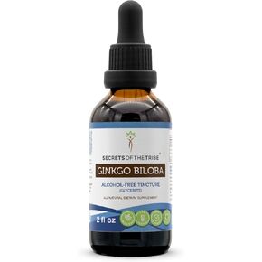 Secrets of the Tribe Ginkgo Biloba Tincture Alcohol-Free Extract, High-Potency Herbal Drops, Tincture Made from Ginkgo Biloba Positive Cognition 2 oz