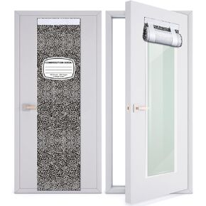 2 Pack Composition Book Classroom Door Window Cover Blackout 8 x 36 Inch Locking Curtains for Glass Door Window Blackout Curtains for Kindergarten Teacher Office Decoration