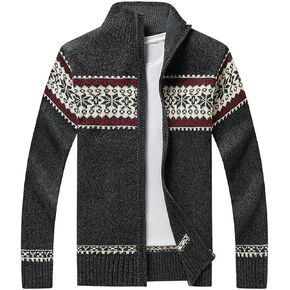 Kedera Men's Winter Knitted Flower Pattern Zip Up Cardigan Sweater in Saudi Arabia