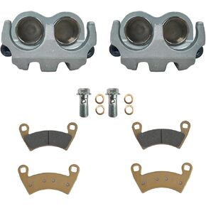 Rear Left & Right Brake Caliper Set with Pads Compatible with Polaris Ranger Crew 1000 900 800 700 570 800 6x6 Diesel without Mounting Bracket 1912374 1912375 1911427 1911429