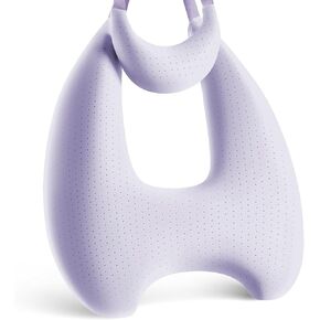 Memory Foam Kids Travel Pillow, Car Pillow for Kids, H-Shape Car Pillows for Sleeping, Removable Pillowcase, Adjustable, Velvet Dots, Grey