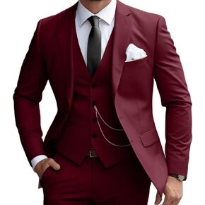 Mens 3 Pieces Classic Suit Wedding Blazer Grooms Jackets Vests Pants Suits