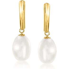 Ross-Simons 8.5-9mm Cultured Pearl Drop Earrings in 14kt Yellow Gold