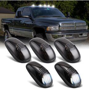 R&F Auto LED Cab Lights 5 Pcs Smoked Cab Roof Marker Lights Compatible with Ram 1500 2500 3500 (1999-2001) Pickup Trucks Roof Lamps Smoked Lens White Lights