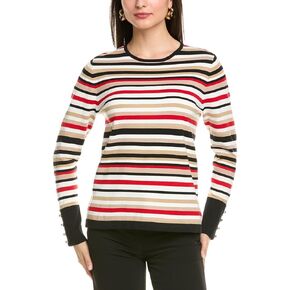 Anne Klein Women's Boat Neck Button Sleeve Sweater