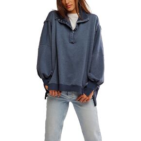 Free People Women's Camden Henley, Navy