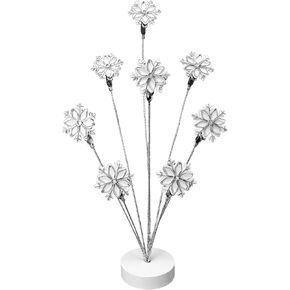 8-Branch Photo Tree Holder, Family Tree Picture Metal Holder, Adjustable Metal Picture Holder for Desk, White Flower Clip Display