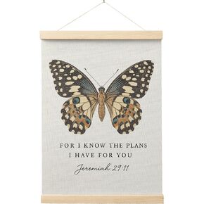 FISWAFY Christian Butterfly Poster Hanger Frame, Jeremiah 29:11 Bible Verse Scripture Wall Art, Vintage Butterfly Religious Wall Art Decor for Home Living Room Bedroom Church, 12x16 Inch