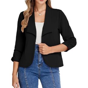 Belle Poque Womens Casual Blazers Open Front Lightweight Suit Jackets Business Dressy 3/4 Sleeve Blazers for Work