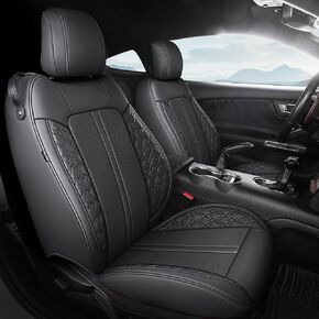 Custom for Ford Mustang Coupe Seat Cover 2025 2024 2023 2022 2021 2020 2019 2018 2017 2016 2015, Waterproof Faux Leather Seat Covers, BlackRed
