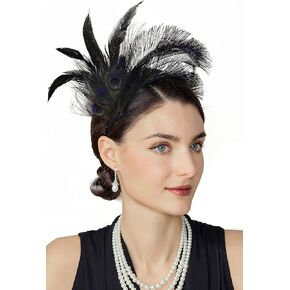BABEYOND Fascinator Hat Feather Fascinator Hair Clip Tea Party Pillbox Derby Hat Fascinator Headband for Bridal Wedding