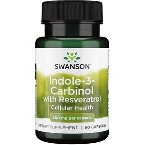 Swanson Indole-3-Carbinol with Resveratrol - I3C Supplement Promoting Cellular Protection - Natural Supplement to Help Maintain Healthy Hormone Balance - (60 Capsules, 200mg Each)