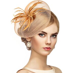 Heart Mesh Tea Party Hats - Feather Derby Fascinators 2025 Kentucky Hat with Hair Clip for Women Wedding