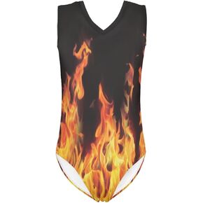 Coldinair Brown Fire Flame Gymnastics Leotards Ballet Tutu Dance Gymnastic One Piece Tops Sport Swimsuit