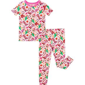 Bamboo Viscose Toddler Boys Girls Lounge Set Short Sleeve Top and Pants Kids Pajama Set