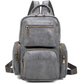 myfriday Vintage Backpack Purse for Women Ladies Leather Sling Backpack Purse Designer Convertible Travel Backpack (Grey)