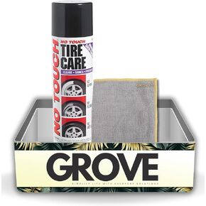 No Touch Tire Care Spray 21 oz Bundle with Microfiber Cloth - Satin Finish Tire Shine and Protector to Prevent Cracking, Discoloration, and Repel Dirt and Moisture - Tire Cleaner Spray - (2 Items)
