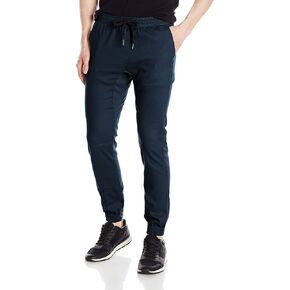 Men's Casual Regular Fit Soft Twill Jogger Pants, Navy, Large