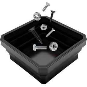 Collapsible Magnetic Parts Tray, 4.5" Square Silicone Tool Tray with Dual-Sided Magnetic Base, Foldable Small Metal Parts Organizer Storage Bowl for Screws Bolts Nuts Washers (Purple)