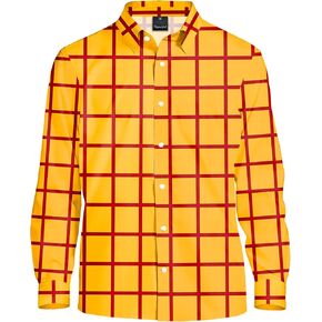 Remimi Adult Kids Halloween Yellow Plaid Top Family Costume Button Shirts