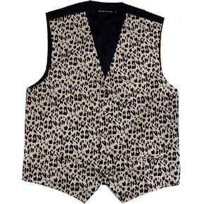 BUYYOURTIES Mens Leopard Print Tuxedo Vest Prom Formal Wear