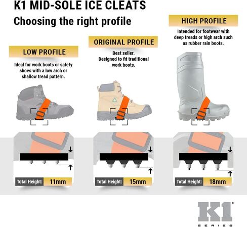 K1 Mid-Sole Ice Cleats - Easily Rotate Traction Cleats for Frequent Indoor/Outdoor Transition, Driving, or Climbing (1 Pair) in Saudi Arabia
