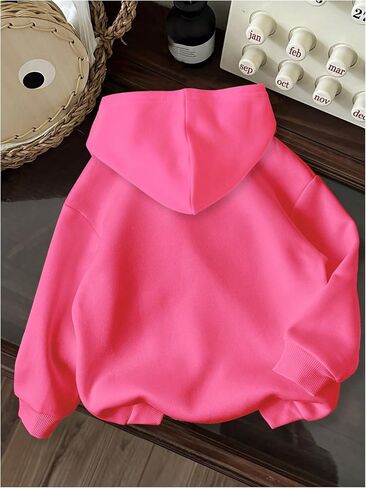 Girl's Letter Graphic Hoodie Long Sleeve Hooded Neck Drop Shoulder Loose Sweatshirts Fall Tops in Saudi Arabia