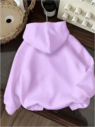 Girl's Letter Graphic Hoodie Long Sleeve Hooded Neck Drop Shoulder Loose Sweatshirts Fall Tops in Saudi Arabia
