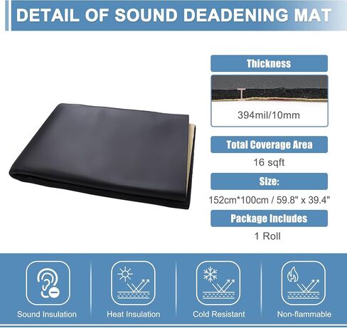 ACROPIX 394mil 10mm 16sqft Universal Sound Deadener Mat 59.8" x 39.4" Closed Cell Foam Heat Shield Material for Car Boat Hood Engine Black - Pack of 1 in Saudi Arabia