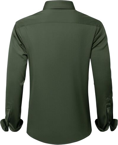 J.Ver Men's Dress Shirts Solid Long Sleeve Stretch Wrinkle-Free Formal Shirt Business Casual Button Down Shirts in Kuwait