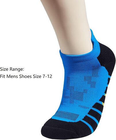 Men's 5-Pack Black Anti Odor Quick Dry Sweat Resist Padded Low Cut Compression Running Socks,Size 7-12 in Kuwait
