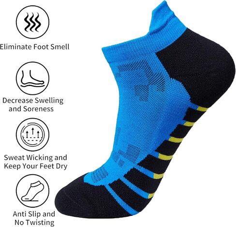 Men's 5-Pack Black Anti Odor Quick Dry Sweat Resist Padded Low Cut Compression Running Socks,Size 7-12 in Kuwait