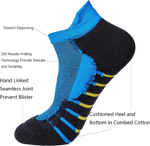 Men's 5-Pack Black Anti Odor Quick Dry Sweat Resist Padded Low Cut Compression Running Socks,Size 7-12 in Kuwait