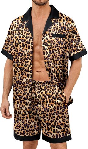 SWOMOG Mens Satin Pajamas Set Silk Pj Sets Short Sleeve Button Down 2 PCS Sleepwear with Drawstring & Pockets S-3XL in Saudi Arabia