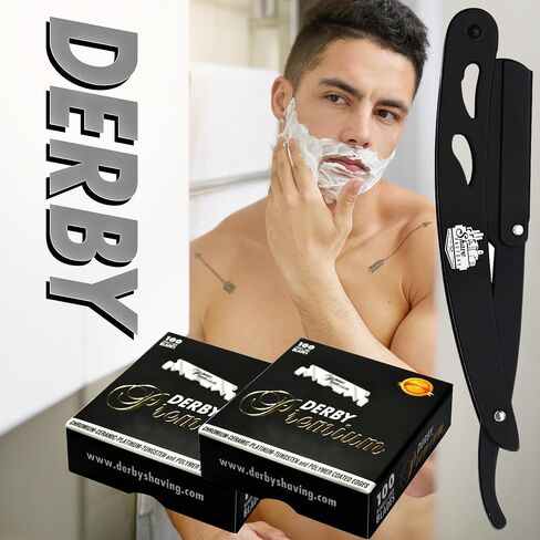 Derby Premium Single Edge Razor Blades, Razor Blades, Single Edge, Ultra Sharp, Chromium - Ceramic - Platinum - Tungsten and Polymer Coated Edges (3) in Kuwait