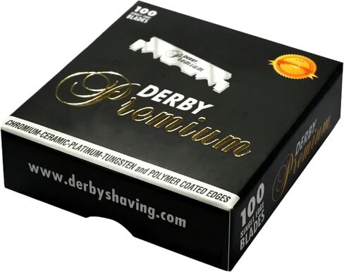 Derby Premium Single Edge Razor Blades, Razor Blades, Single Edge, Ultra Sharp, Chromium - Ceramic - Platinum - Tungsten and Polymer Coated Edges (3) in Kuwait