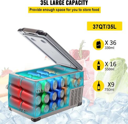 Vevor NLS45 ، ثلاجة ثلاجة سيارة 12 فولت ، 32 لتر من الفريزر المحمولة في المنطقة المزدوجة ، -4 ℉ -68 ℉ نطاق قابل للتعديل ، 12/24V DC و 100-240V AC ضاغط أكثر برودة في الهواء الطلق ، التخييم ، RV ، Bule و Gray in Kuwait