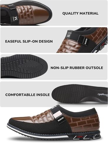 Mens Oxford Derby Orthopedic Leather Slip-On Casual Shoes Luxury Business Soft Sole Flat Oxford in Saudi Arabia